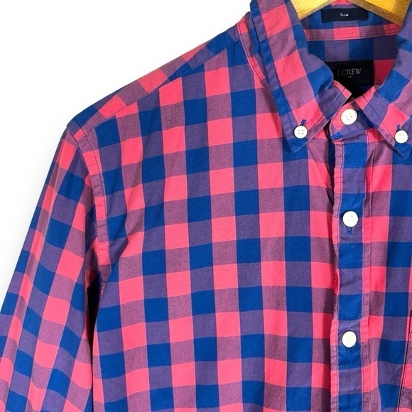 4 for $40 SALE!J Crew Factory Slim Button Down Shirt, Pink/Blue Gingham, Size M - Picture 4 of 11